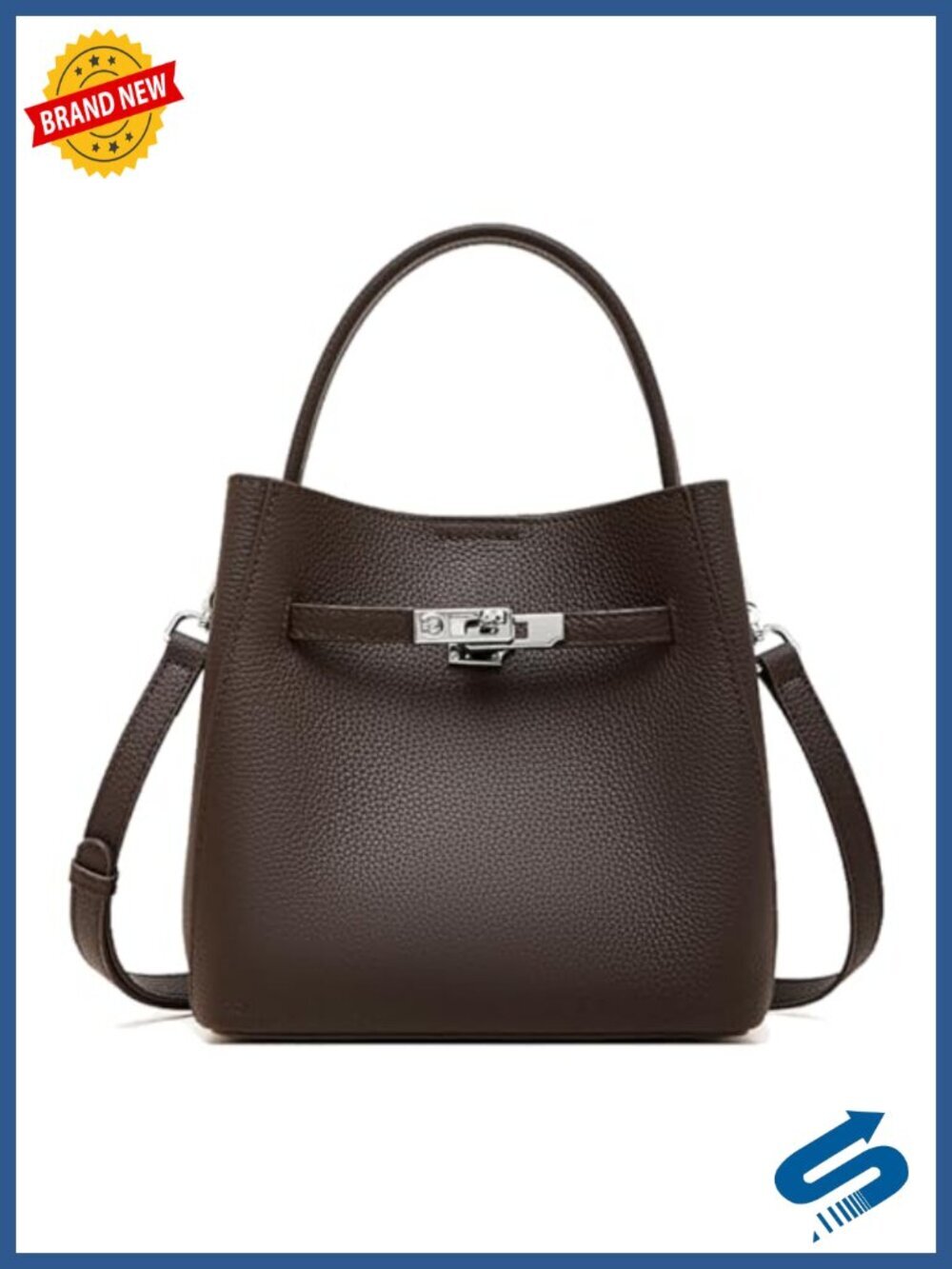 Genuine Leather Mini Bucket Bag Top Handle Crossbody Shoulder Purse Commuter